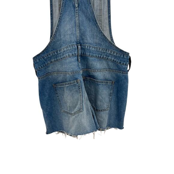 Madewell Adirondack Short Distressed Overalls Denim Medium Wash Blue Large - Picture 9 of 11